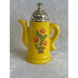 Avon Koffee Klatch Lemon Velvet Bath Foam‎ Yellow Floral Teapot Design